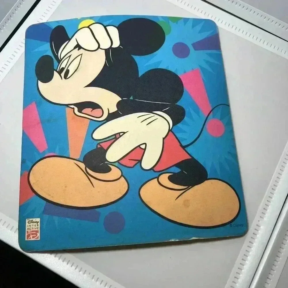 Vintage Disney Mickey Mouse Pad With Computer Mouse
